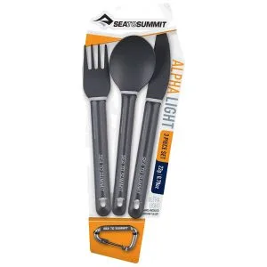 sea to summit alphalite cutlery set 3pc knife. fork and spoon 1
