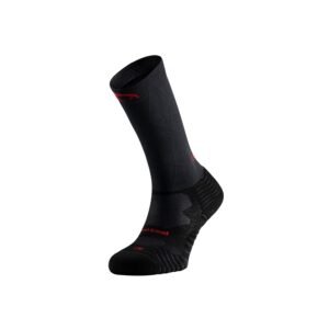 Meias compressivas Lurbel Stone Pro Six para trail running de longa distância em preto e vermelho