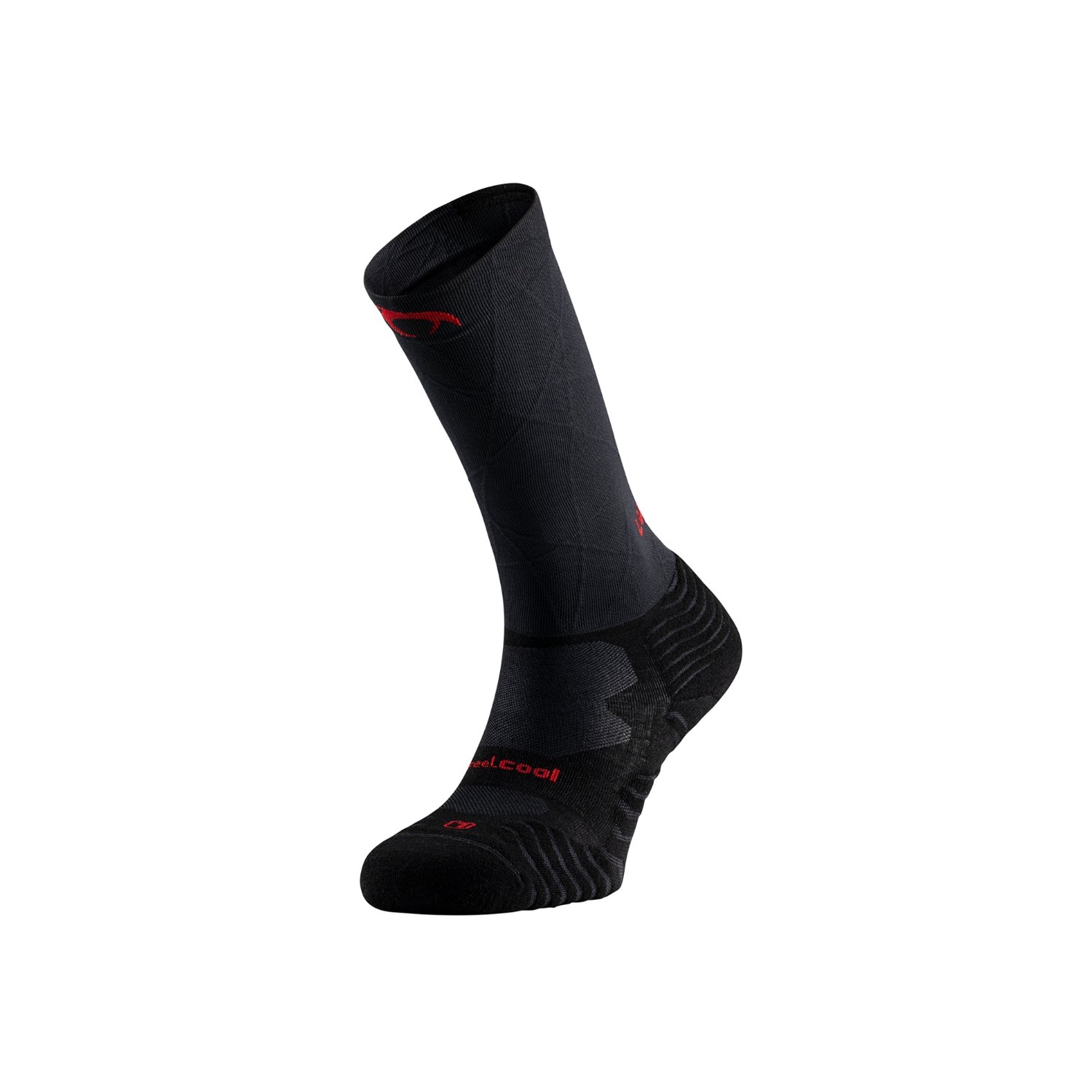 Stone Pro Six Compression Alta-Montanha Meias compressivas Lurbel Stone Pro Six para trail running de longa distância em preto e vermelho