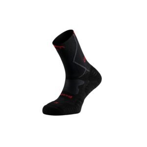 Traction Pro Five Compression Alta-Montanha Meias Lurbel Traction Pro Five Compression para trail running e ultra distância em preto e vermelho