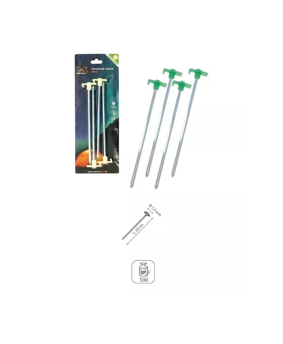 Lote de 4 estacas de aço 25 cm Peg F Acessórios Lote de 4 estacas de aço 25 cm Peg F